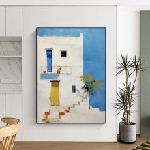 Load image into Gallery viewer, Mediterranean - Style Abstract Building Painting, Suited for Beach House Living Room & Travel - Inspired Café LargeART1837