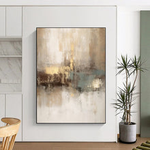 Load image into Gallery viewer, “Neutral - Gold Fusion” – Beige, Gray & Gold Abstract Acrylic with Subtle Textures DTP068