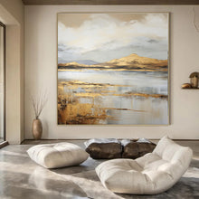Load image into Gallery viewer, Golden Landscape Abstract Canvas Painting, Suited for Serene Living Room & Art - Inspired Hotel Suite LargeART1256
