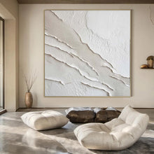 Load image into Gallery viewer, Large - Scale Hand - painted White Textured Lines Acrylic Art for Minimalist Galleries LargeART0172