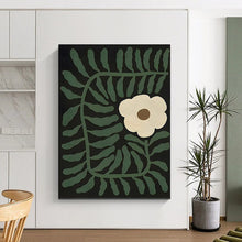 Load image into Gallery viewer, “Botanical Abstract” - Green, White, Brown Abstract Art on Canvas DKH1115