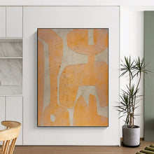 Load image into Gallery viewer, “Orange Ideas” - Warm - Toned Symbolic Forms, Ideal for Creative Space Spark, Abstract Painting on Canvas DKH1073