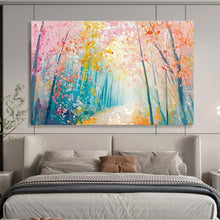 Load image into Gallery viewer, Pastel Forest “Enchanted Pathway” Painting on Canvas, Dreamy Landscape Decor DKH814