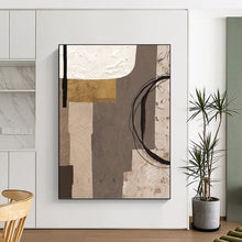 Load image into Gallery viewer, “Neutral Tones with Gold Accents Collage” - Modern Abstract Art on Canvas DKH1516