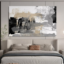 Load image into Gallery viewer, Gray, Black, And Gold Abstract Painting On Canvas DKH448