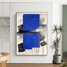 Load image into Gallery viewer, Enormous Textured Blue - Black - White Abstract Acrylic for Creative Agency Office & Bold Art Gallery LargeART0330