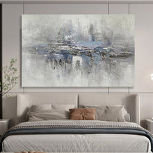 Load image into Gallery viewer, Gray - Blue Abstract Lake Painting On Canvas DKH349