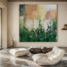 Load image into Gallery viewer, Green - Gold Floral Abstract Painting, Suited for Botanical - Themed Bedroom & Garden - Lover’s Study LargeART1403