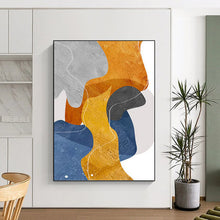 Load image into Gallery viewer, “Color - Blocked Abstract with White Lines” - Modern Abstract Art on Canvas DKH1550