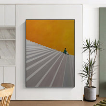 Load image into Gallery viewer, Orange & Gray Minimalist Abstract Art, Perfect for Modern Hallway & Thoughtful Study LargeART2100