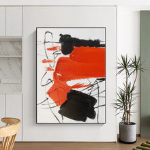 Load image into Gallery viewer, Large - Format Red - Black Abstract Art for Bold Home Office & Dramatic Living Room LargeART0513