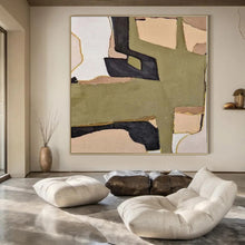 Load image into Gallery viewer, Large - Scale Hand - painted Earthy Tones Geometric Collage Acrylic Art for Bohemian Living Spaces LargeART0140