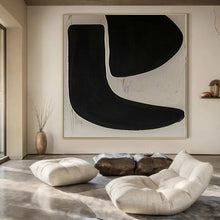 Load image into Gallery viewer, Bold Black and White Forms Abstract Canvas Painting, Suited for Industrial - Chic Loft & Monochrome Dining Room LargeART1106
