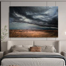 Load image into Gallery viewer, Stormy Landscape Painting on Canvas - “Drama in the Fields” DKH772