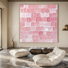 Load image into Gallery viewer, Large - Scale Hand - painted Pink Textured Tiles Acrylic Art for Feminine - Inspired Bedrooms LargeART0178