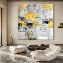 Load image into Gallery viewer, Gray & Yellow Abstract Canvas Painting, Ideal for Modern Living Room & Stylish Office LargeART1314