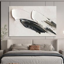 Load image into Gallery viewer, Black - White Textured “Minimalist Swirl” Painting on Canvas, Modern Abstract Art DKH908