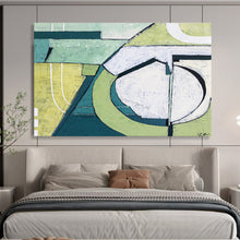 Load image into Gallery viewer, Green - Toned Geometric Abstract Painting on Canvas DKH543