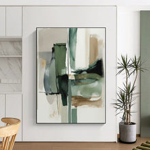 Load image into Gallery viewer, Custom Large Green - Gray Abstract Fusion - Great for Sustainable Workplace & Nature - Themed Lounge LargeART0763