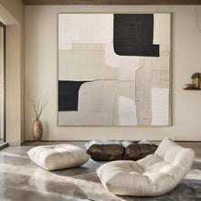 Load image into Gallery viewer, Grand Hand - painted Black & White Geometric Layered Acrylic Art for Contemporary Lounges LargeART0148