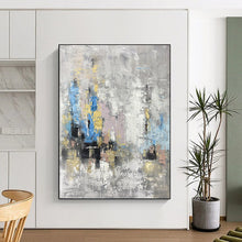Load image into Gallery viewer, Urban Abstract in Gray & Color – Mixed - Media Cityscape Inspired DTP248