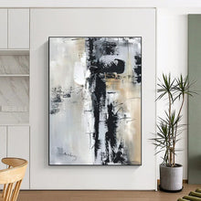 Load image into Gallery viewer, Custom Large - Scale Gray - Black Textured Abstract Art - Perfect for Contemporary Living Room & Art Gallery Exhibition LargeART0799
