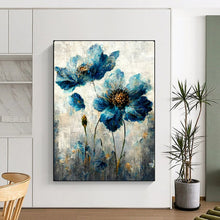 Load image into Gallery viewer, Floral Abstract Painting, Blue & Gray, Nature - Inspired Art for Bedroom & Boutique LargeART2169