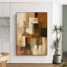 Load image into Gallery viewer, Earthy Toned Abstract Blocks Acrylic Art - Great for Rustic - style Kitchen & Mid - century Modern Lounge LargeART0600