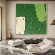 Load image into Gallery viewer, Miniature Figures on Green Abstract Painting, Ideal for Whimsical Playroom & Art - Forward Break Room LargeART1353