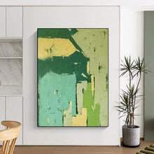 Load image into Gallery viewer, Green - Toned Geometric Abstract Art, Suited for Minimalist Office & Nature - Themed Café LargeART2276