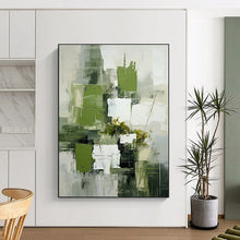 Load image into Gallery viewer, Modern Geometric Abstract Art, Bold Green Blocks for Contemporary Office & Minimalist Bedroom LargeART2264