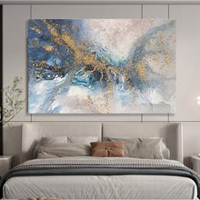 Load image into Gallery viewer, Abstract Gold “Blue - Gold Swirl” Painting on Canvas, Luxurious Modern Art DKH880