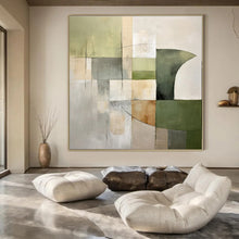 Load image into Gallery viewer, Green & Gray Geometric Abstract Painting, Ideal for Modern Living Room & Art - Filled Hallway LargeART1440