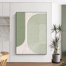 Load image into Gallery viewer, “Green & White Textured Shapes” - Modern Abstract Art on Canvas DKH1493