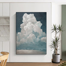 Load image into Gallery viewer, “Fluffy Clouds Over Ocean” - Serene Seaside Sky Art on Canvas DKH1459
