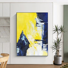 Load image into Gallery viewer, Bold Yellow & Blue Abstract Art, Suited for Modern Office & Creative Studio LargeART2304
