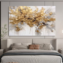 Load image into Gallery viewer, Gold Splash Textured Abstract Painting on Canvas - “Golden Burst” DKH678