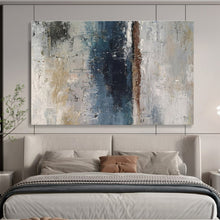 Load image into Gallery viewer, Neutral - Toned Abstract Painting with Blue and Gray for Minimalist Office & Calm Reading Nook DKH293