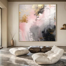 Load image into Gallery viewer, Pink, Gray & Gold Abstract Dreamscape Canvas Painting, Perfect for Romantic Bedroom & Luxury Spa Lounge LargeART1245