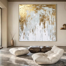 Load image into Gallery viewer, Gold and Gray Drip Art Acrylic Art, Nice for Entryway & Master Bedroom LargeART1037