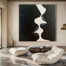 Load image into Gallery viewer, Black and White Kiss Abstract Canvas Painting, Perfect for Intimate Bedroom & Contemporary Art Space LargeART1199
