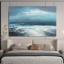 Load image into Gallery viewer, Hand - painted Substantial Blue Toned Seaside Acrylic Art for Calm Family Rooms LargeART1787
