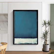 Load image into Gallery viewer, Blue, White & Black Color - Blocked Abstract Painting, Ideal for Modern Office & Calm Reading Nook LargeART1953