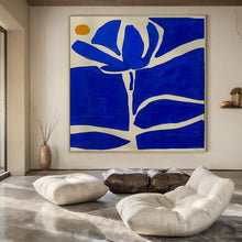 Load image into Gallery viewer, Blue and Orange Floral Abstract Art for Tropical - themed Bedroom & Modern Garden Café LargeART0949