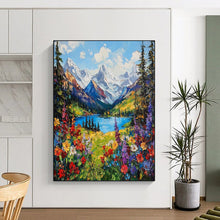 Load image into Gallery viewer, Abstract Painting Vivid Mountain Lake Art for Patio & Office Decor LargeART2156