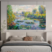 Load image into Gallery viewer, Impressionist Water Garden Large - Scale Hand - painted Abstract Acrylic Art DLZ197