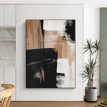Load image into Gallery viewer, Large - Scale Black - Beige Geometric Abstract Acrylic Art for Modern Living Room & Executive Office LargeART0422
