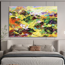Load image into Gallery viewer, Vibrant Lotus Pond Abstract Painting on Canvas - “Colorful Blooms” DKH635