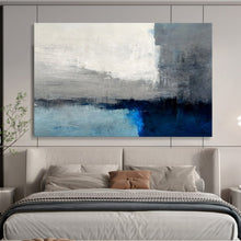 Load image into Gallery viewer, Gray and Blue Minimalist Horizon Abstract acrylic painting DLZ074