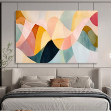 Load image into Gallery viewer, Hand - painted Pastel Wavy Shapes Collage Acrylic Art for Cheerful Nursery Decor LargeART1694
